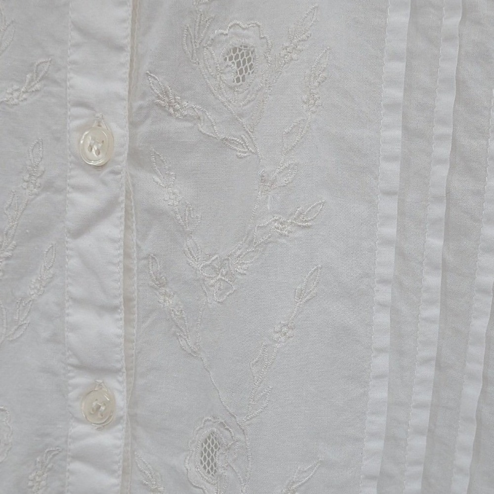 Boho Cottagecore Victorian 70s Saybury White Cotton Embroidery Lace Maxi M Gown - Picture 11 of 13